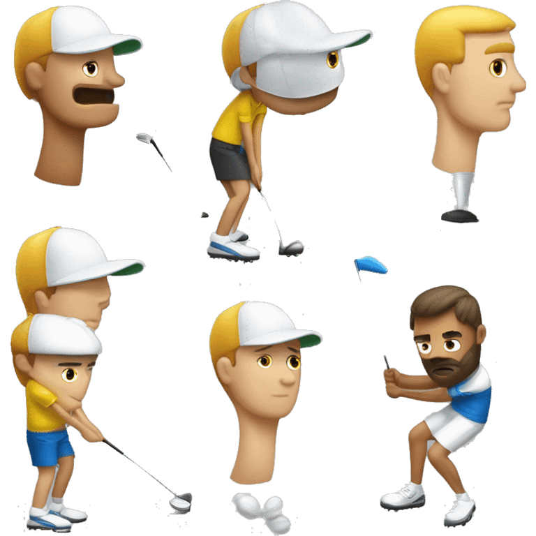 Golfist con brazo izquierdo protetico y pierna derecha rostetica agarrando un palo de golf emoji