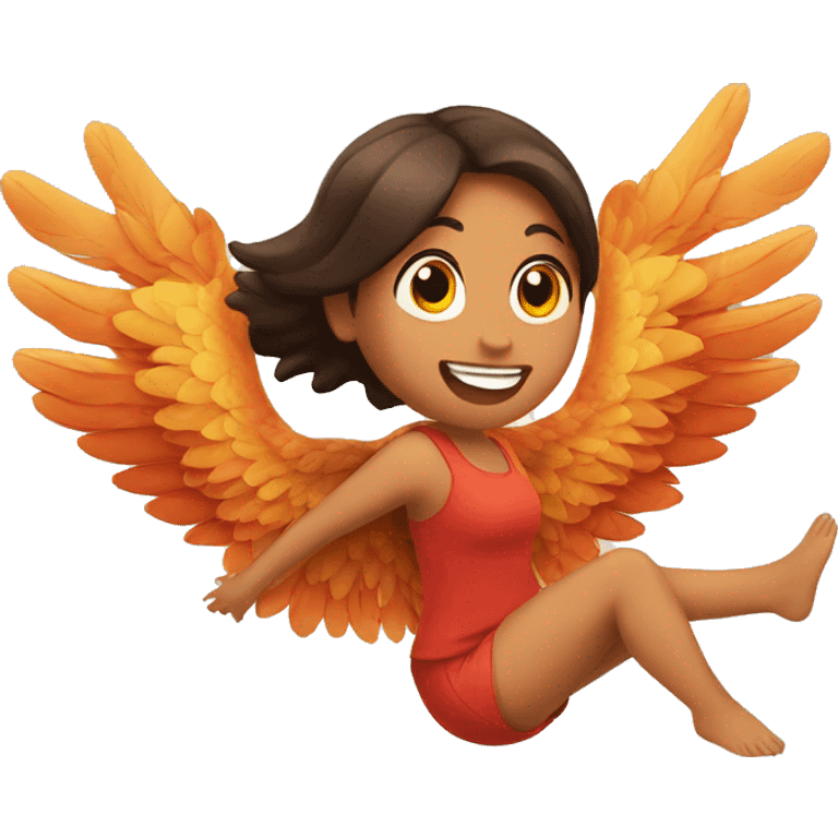 a girl flying with two bbq chicken wings on her back emoji