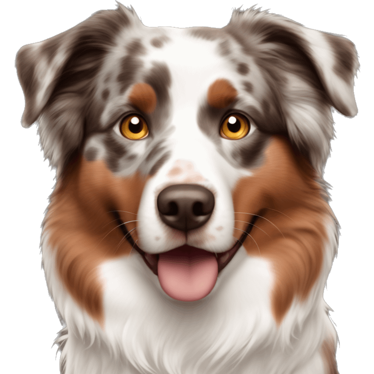 Red Merle Australian shepherd , one blue eye the other half brown half blue  emoji