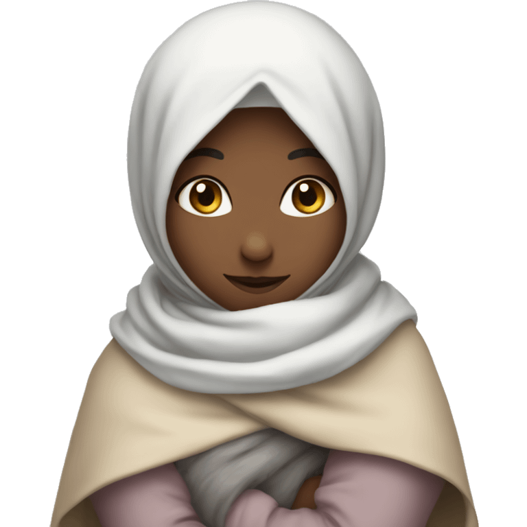 Bunny hugging a tall hijab girl  emoji