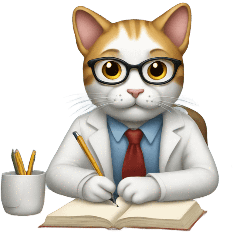 Cat writing as a professor  emoji