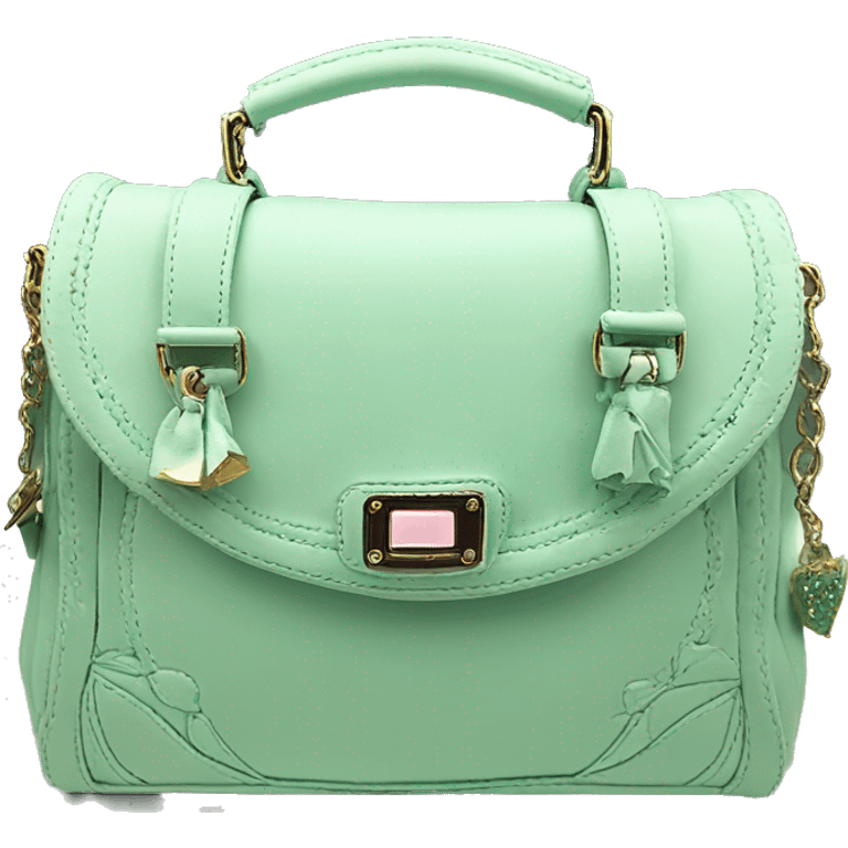 Realistic mint green betsey johnson satchel purse.  emoji