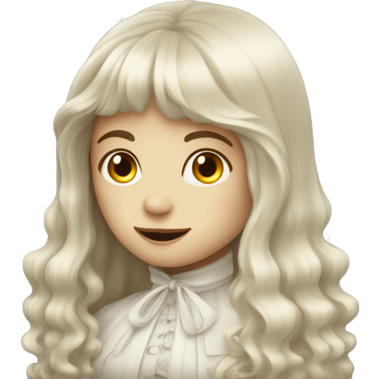 victorian ghost pretty girl with long hair and bangs emoji