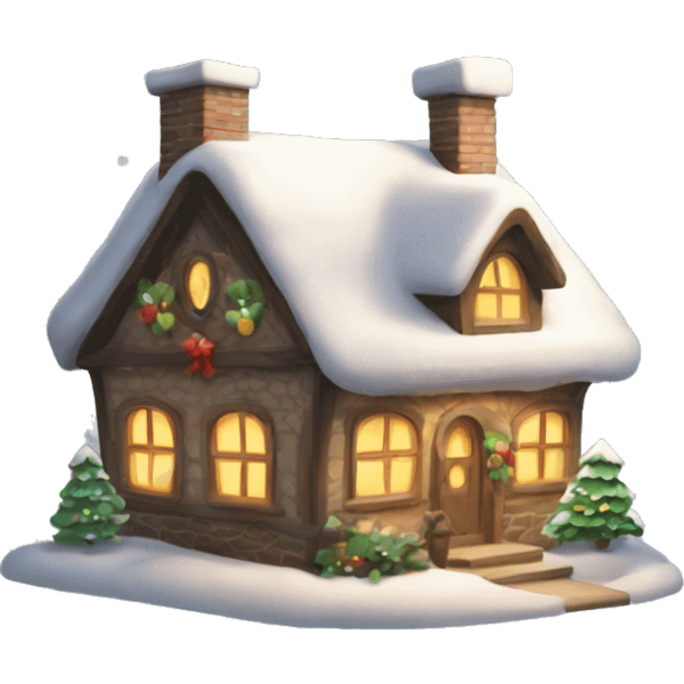 cute christmas cottage emoji