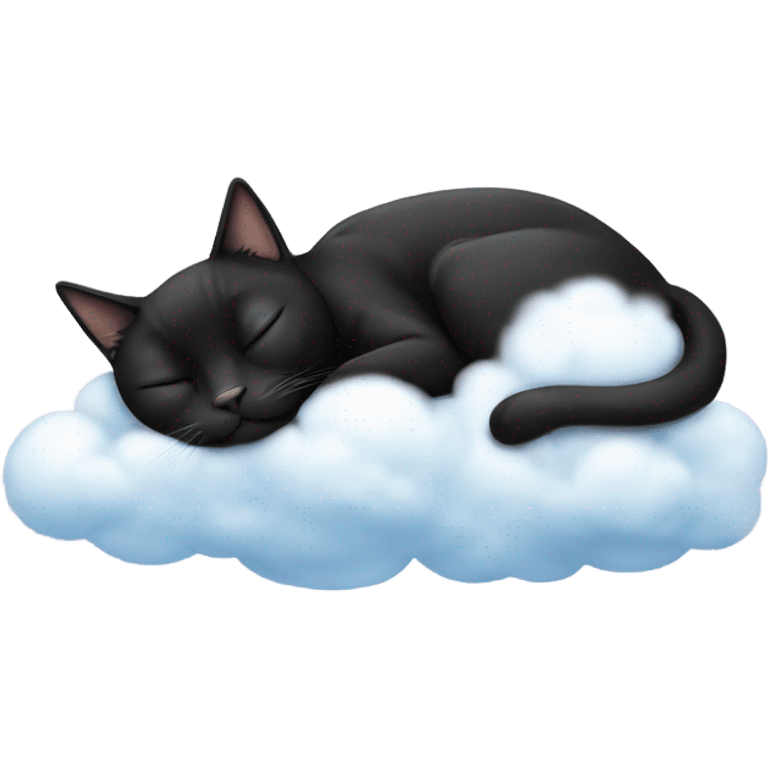 Black cat sleeping on cloud emoji