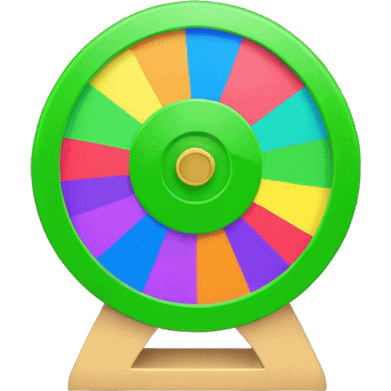 Wheel of fortune simple icon with multi colored wedges and a green circle center  emoji