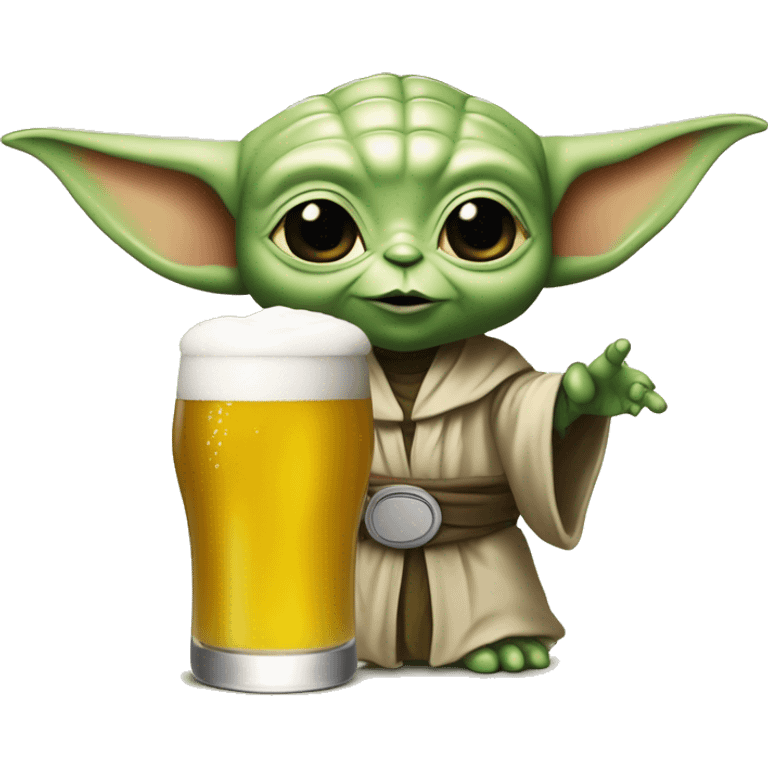 Bébé Yoda, qui boit une bière avec Lucifer MorningStar emoji