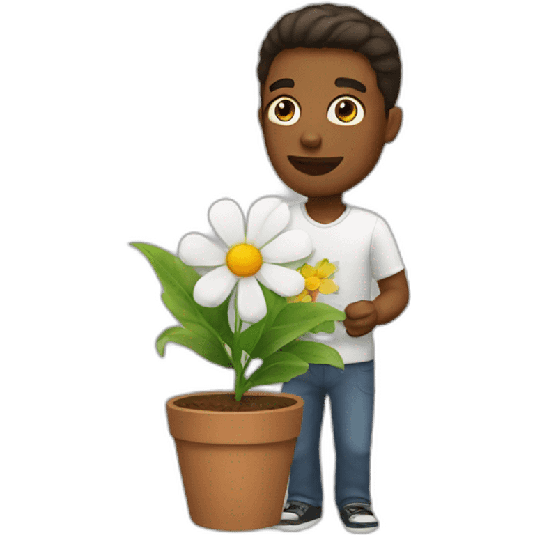 guy with flower emoji