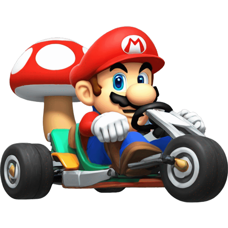 Mario kart with a mushroom as helmet emoji