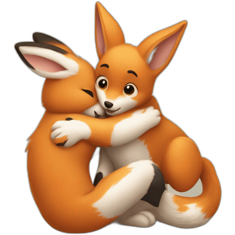 Rabit hug a Fox  emoji