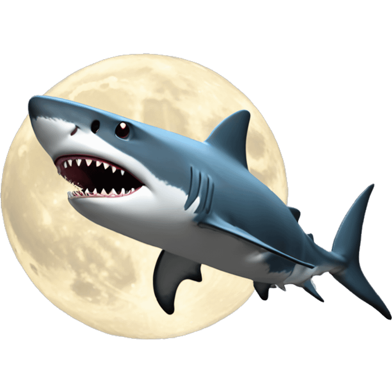 shark landing in the moon emoji