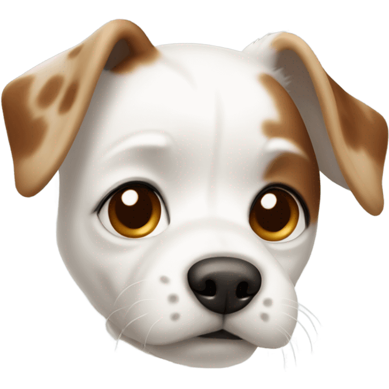 A small white dog with brown spots emoji