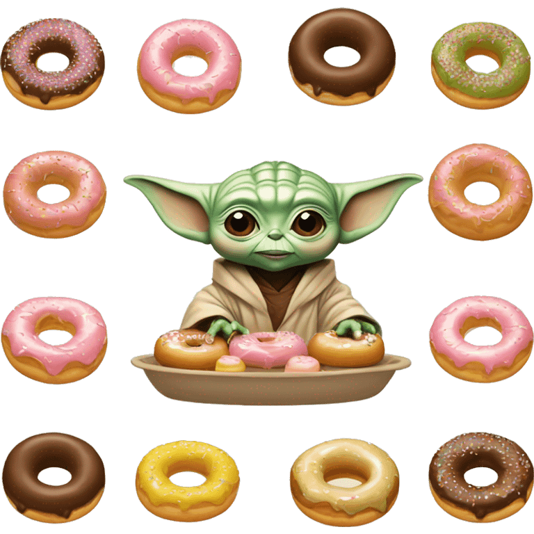 Bébé Yoda mange des donuts emoji