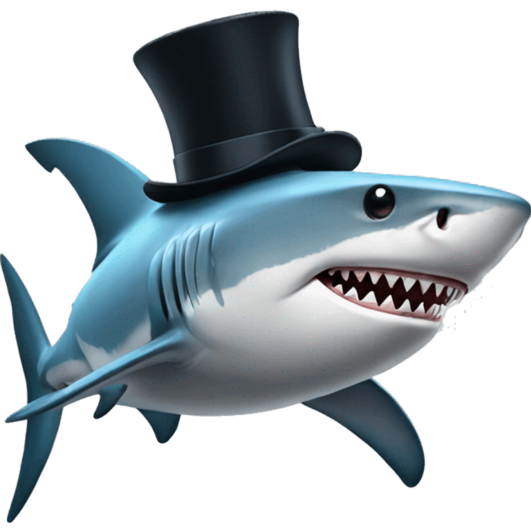 Shark with a top hat emoji