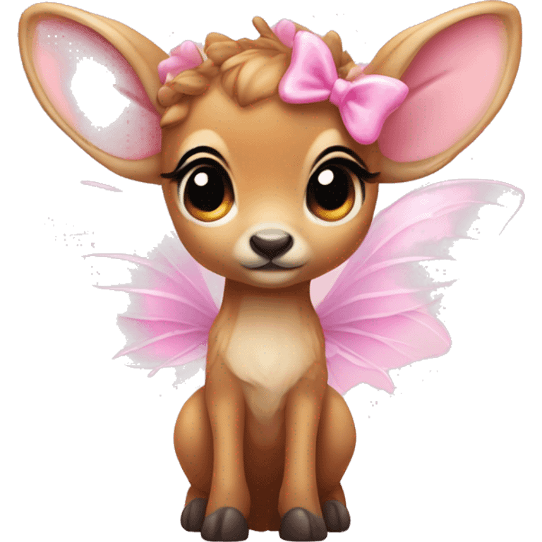 baby deer with fairy wings and a pink bow around its neck  emoji