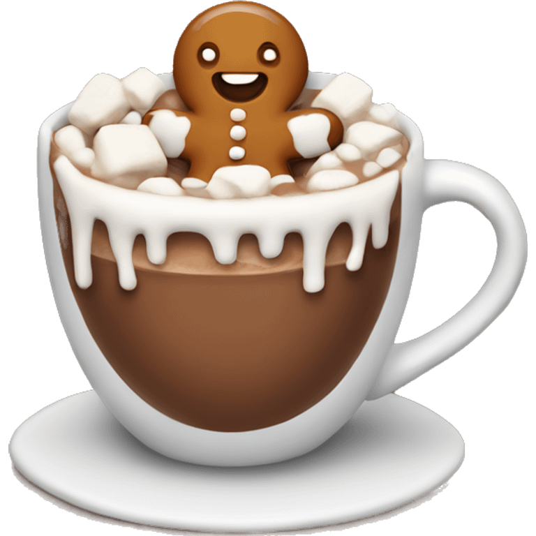 hot chocolate with gingerbread man emoji