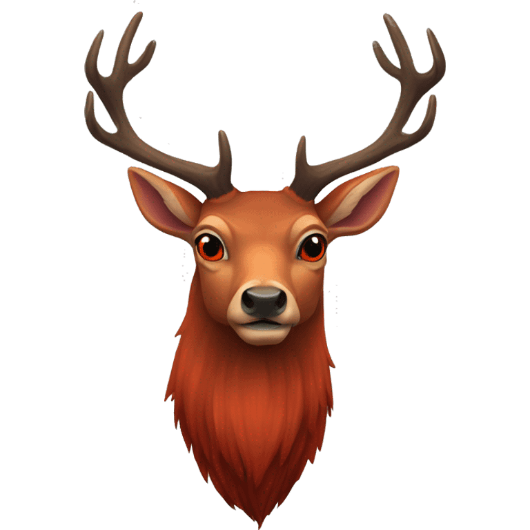 Evile red deer, orange eyes. Blood red antlers emoji