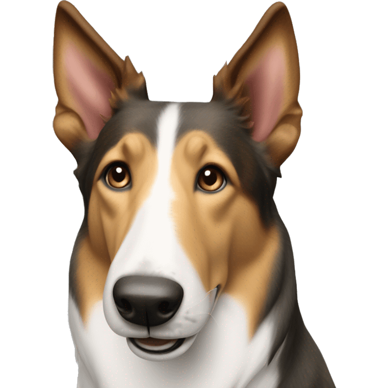 Smooth coat collie with perky ears and brindle fur emoji