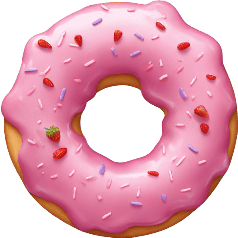 pink donut with lavender sprinkles and a strawberry on top emoji