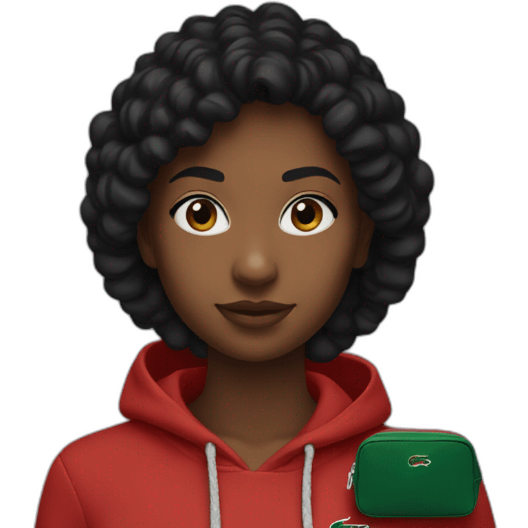 Lacoste bag black girl with black lacoste hoodie emoji