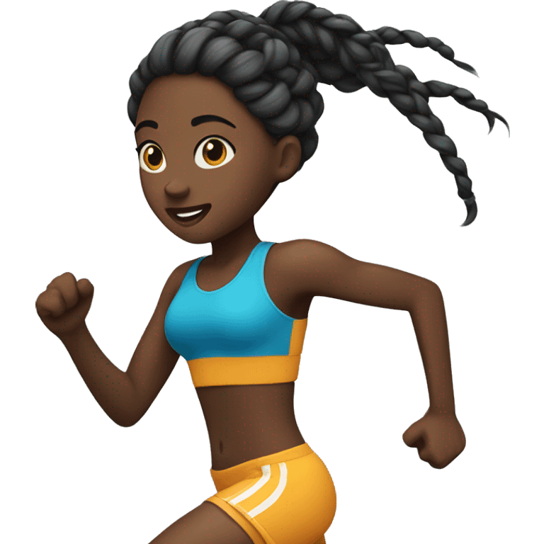 black girl with braids running emoji