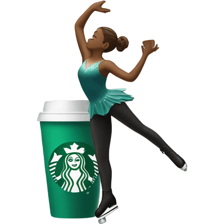 Figure skater drinking Starbucks emoji