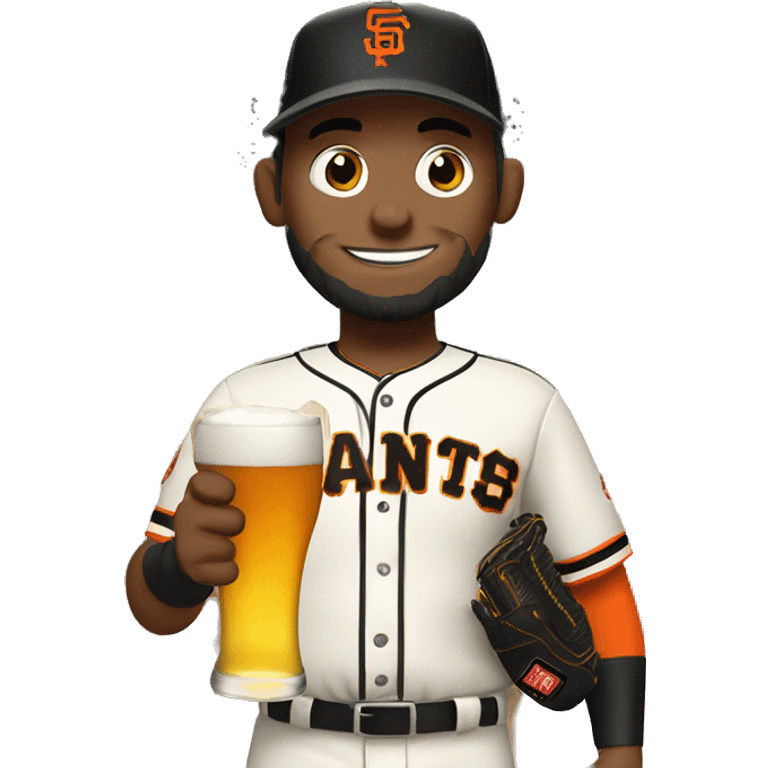 A SF Giants baseball player with a beer in their hand emoji