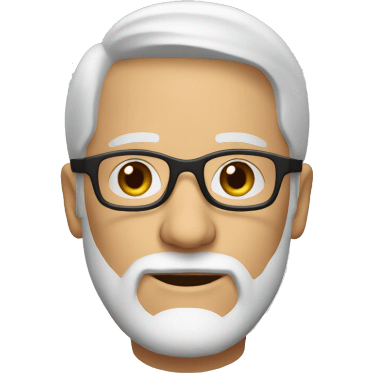 White 55 yr old male with beard and glasses emoji