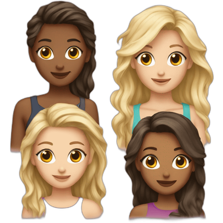 3 best friend one brown skinned one blonde hair and one brunette hair  emoji