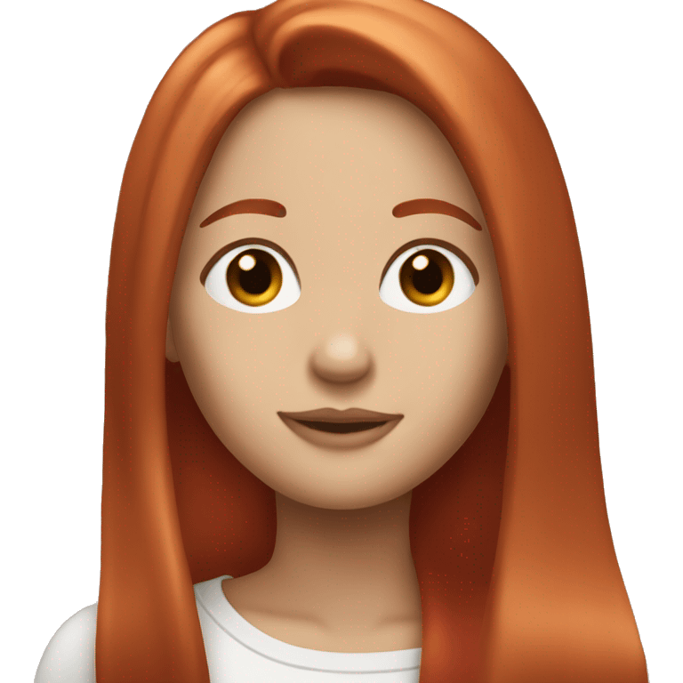 Red head long straight hair with blush  emoji