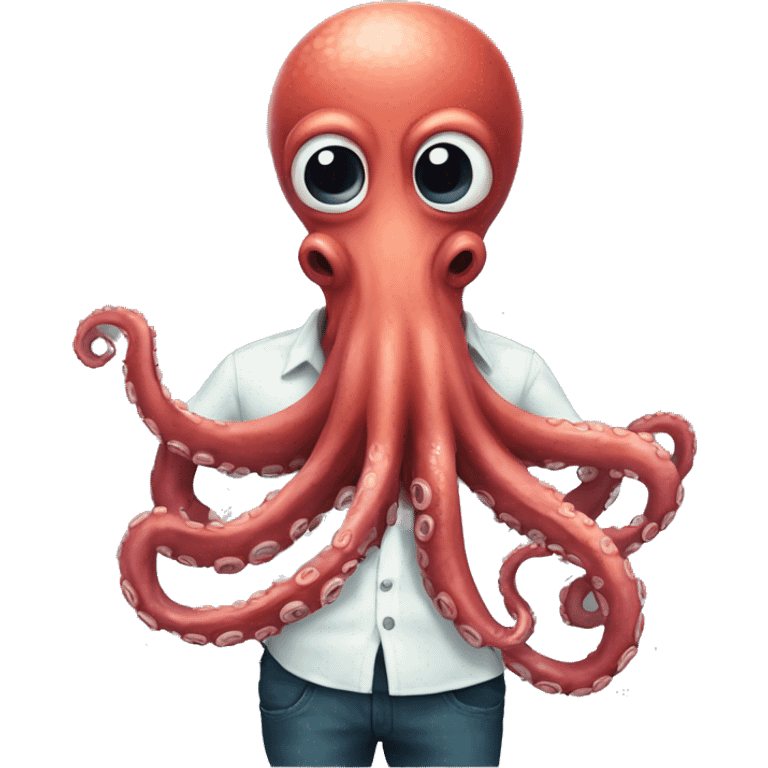 kraken octopus with a shirt emoji