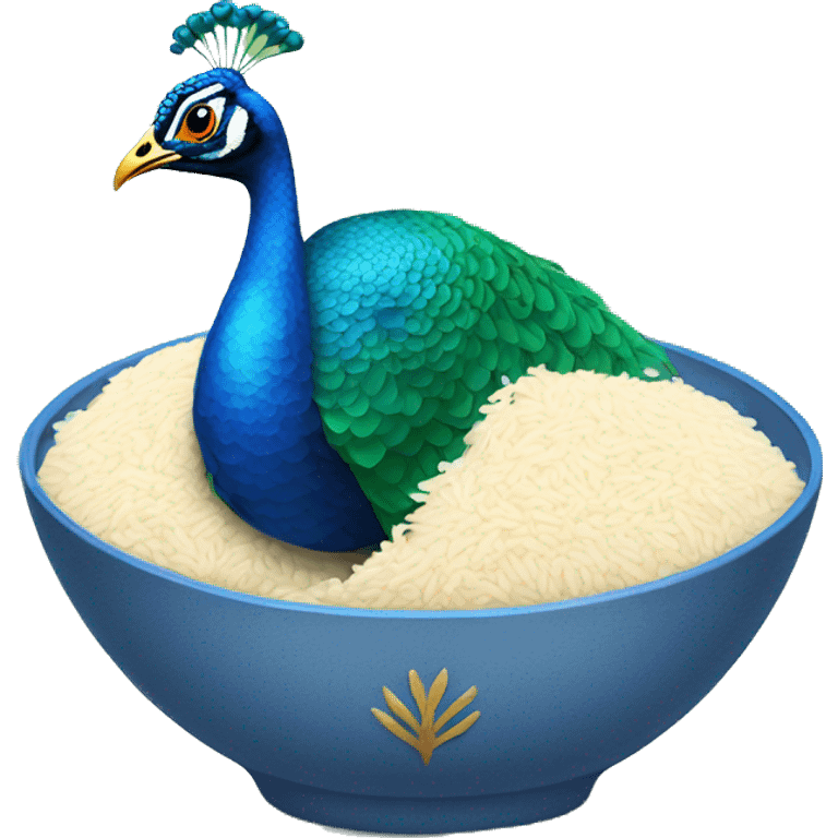 peacock in a bowl of rice emoji