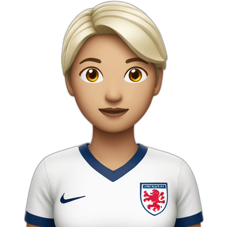 asian woman with england football shirt emoji