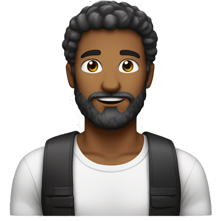 Homem branco com barba preta e cabelo curto emoji