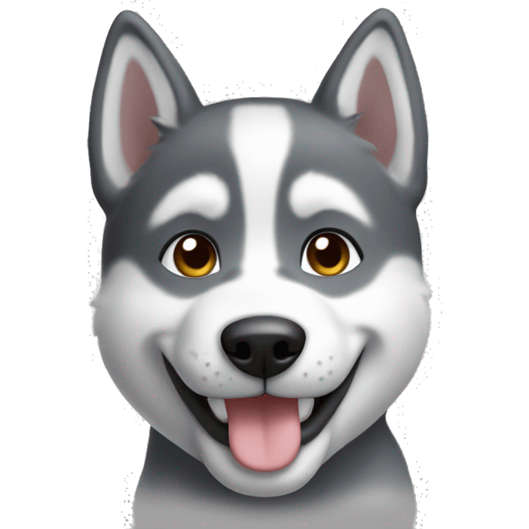 Husky puppy gray happy face emoji