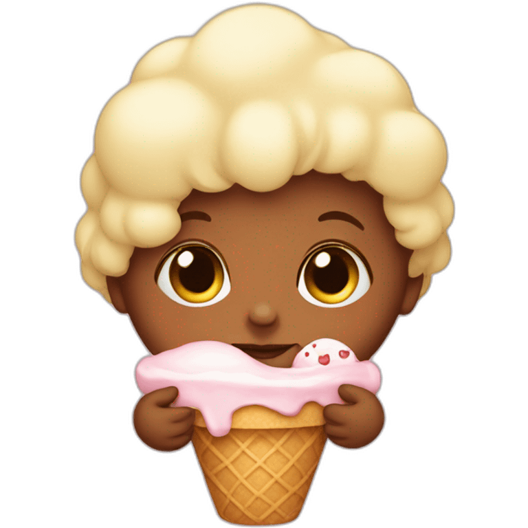 Baby holding a ice cream emoji