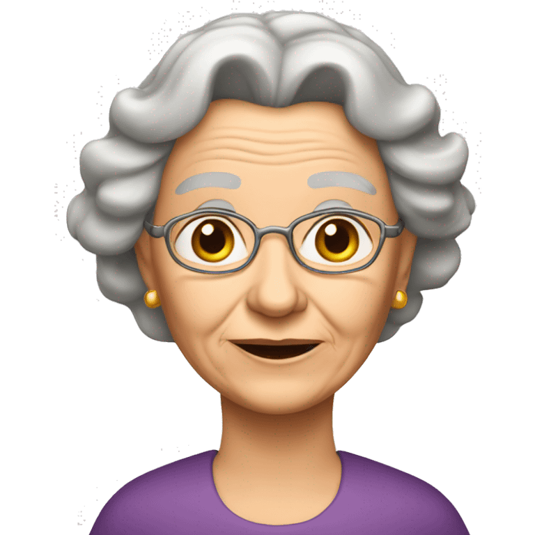 old lady emoji with long brown straight hair with two waves, a crown and two line around her eyes emoji