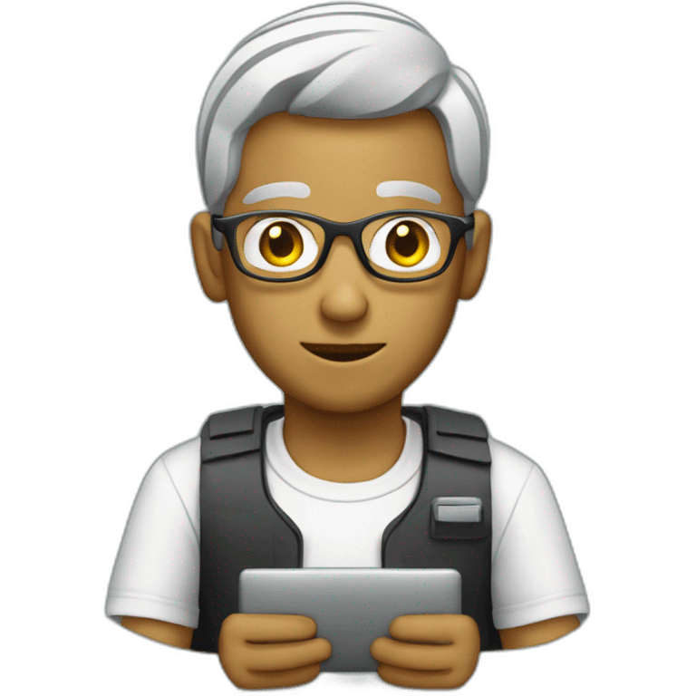 chico usando computadora emoji