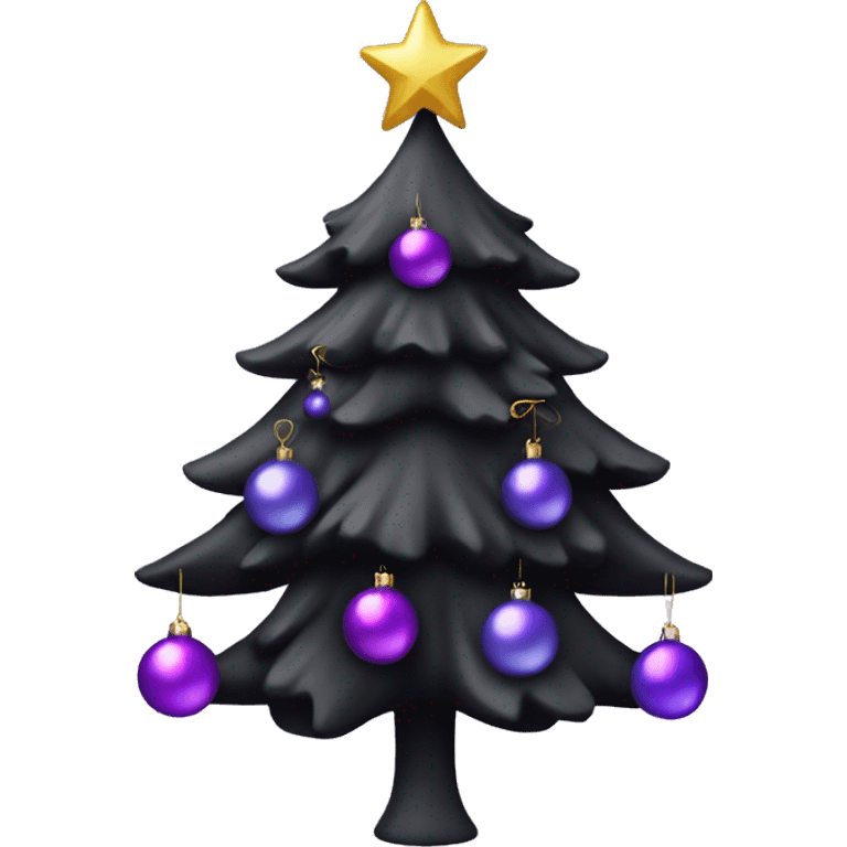 Black Christmas tree with purple ornaments emoji