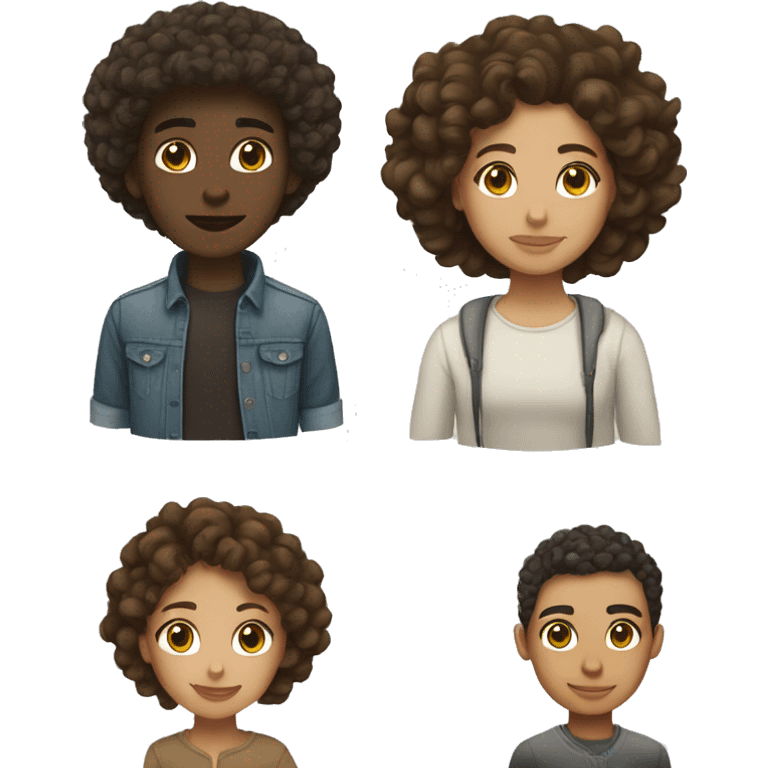 brunette girl with lightskin curly headed boy  emoji