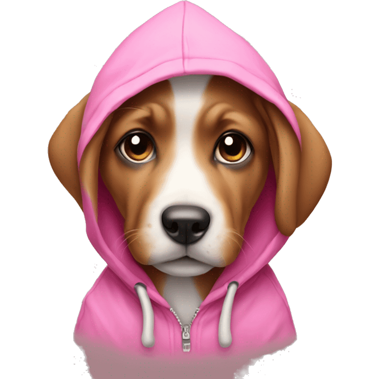 puppy wearing a pink hoodie  emoji