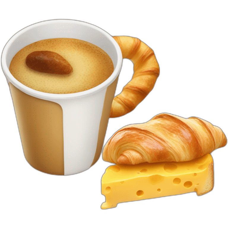 Croissant coffee and cheese emoji