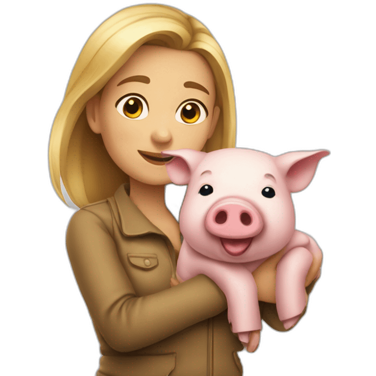 Une fille et un cochon emoji