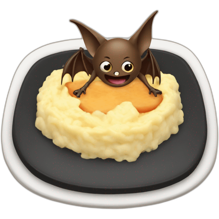 Bat eating bangers and mash emoji