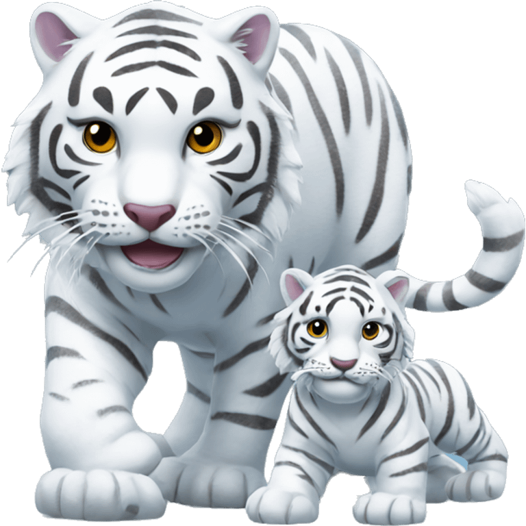 Snow Tiger with cub  emoji