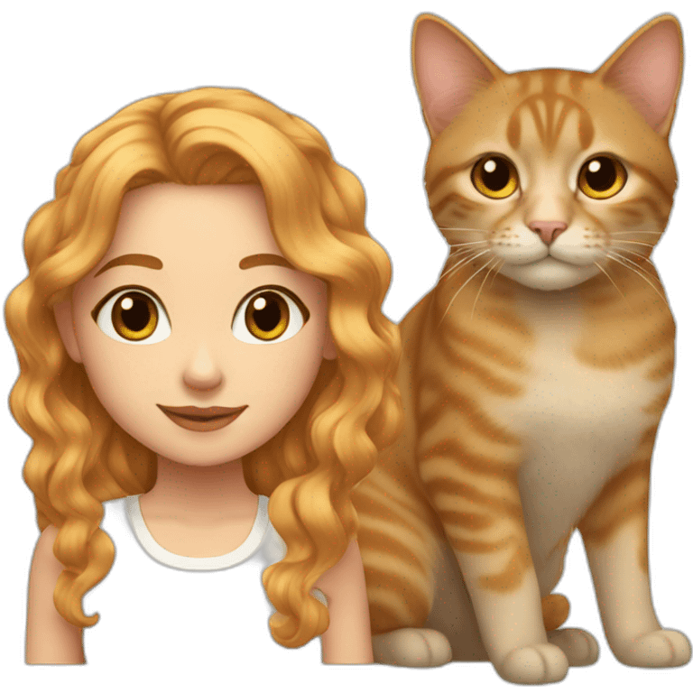 Liala, strawberry blonde wavy hair, with her cat ash emoji