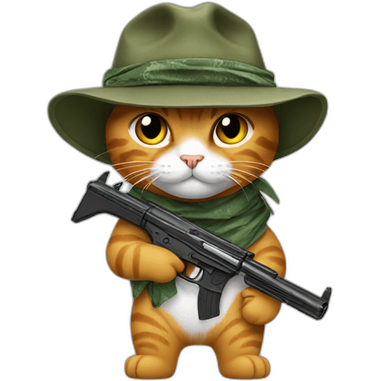 Cat holding 2 guns with bandana like Rambo emoji