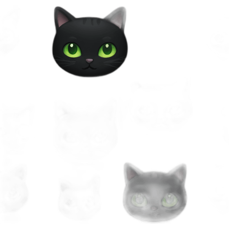 Fat black cat with green eyes emoji