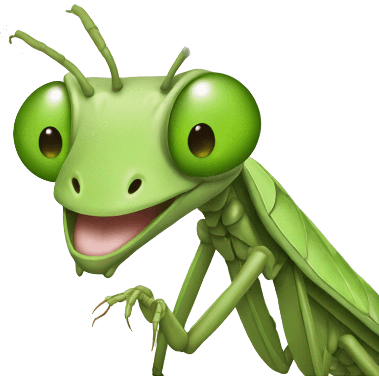 Mantis animada realista sonriendo emoji