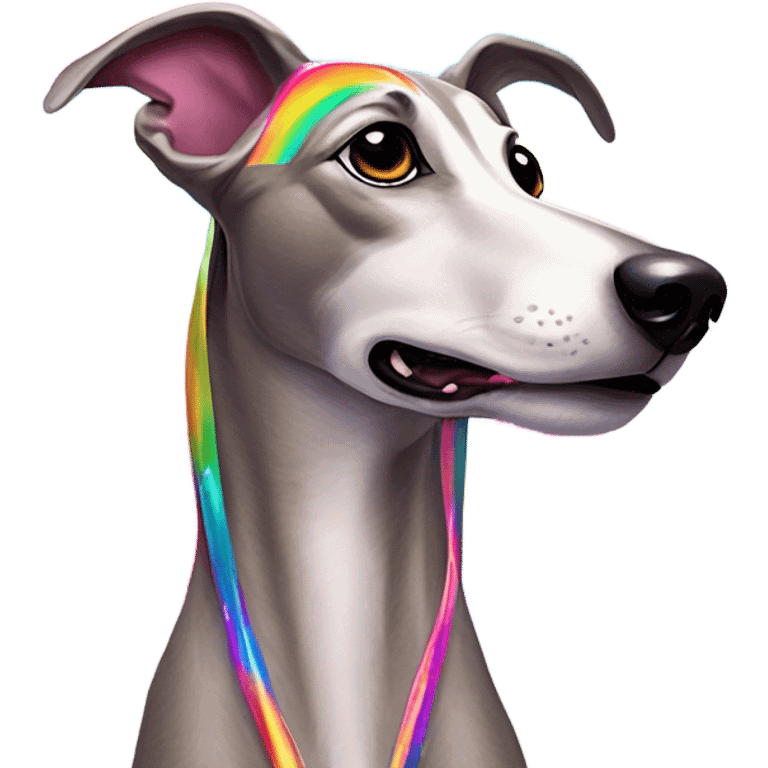 Lisa Frank rainbow greyhound ￼ emoji